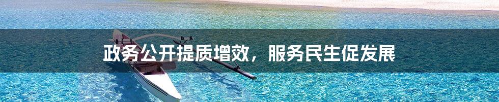 政务公开提质增效，服务民生促发展