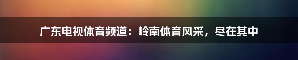 广东电视体育频道：岭南体育风采，尽在其中