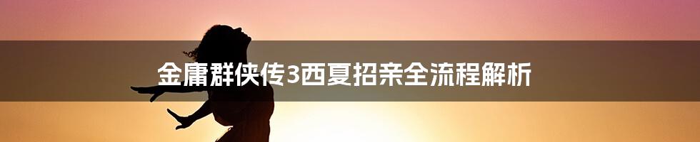 金庸群侠传3西夏招亲全流程解析