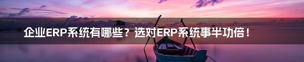 企业ERP系统有哪些？选对ERP系统事半功倍！