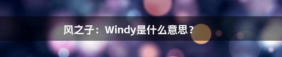 风之子：Windy是什么意思？