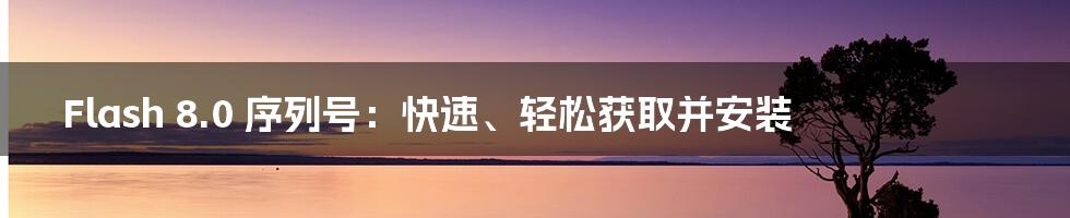 Flash 8.0 序列号：快速、轻松获取并安装