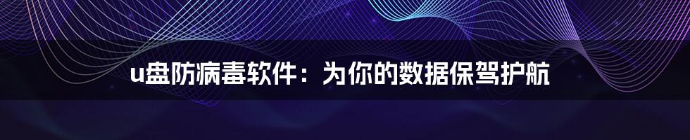 u盘防病毒软件：为你的数据保驾护航