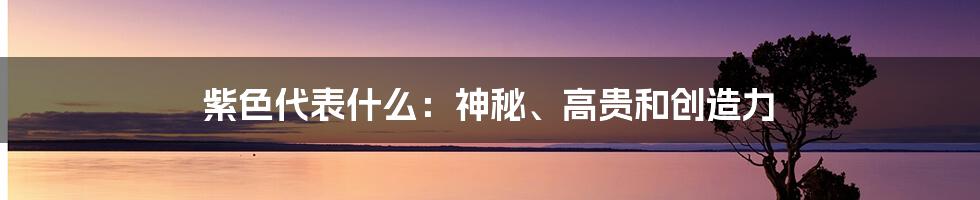 紫色代表什么：神秘、高贵和创造力