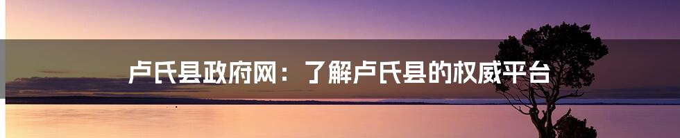 卢氏县政府网：了解卢氏县的权威平台