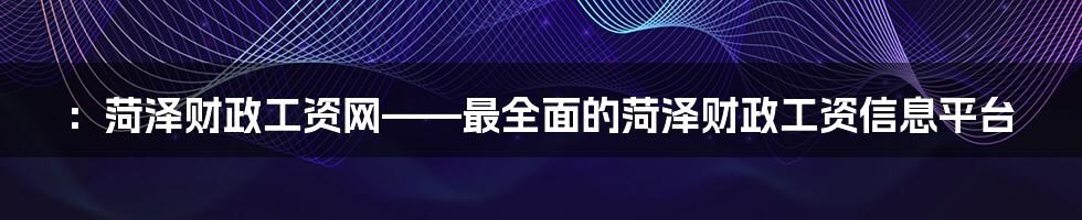 ：菏泽财政工资网——最全面的菏泽财政工资信息平台