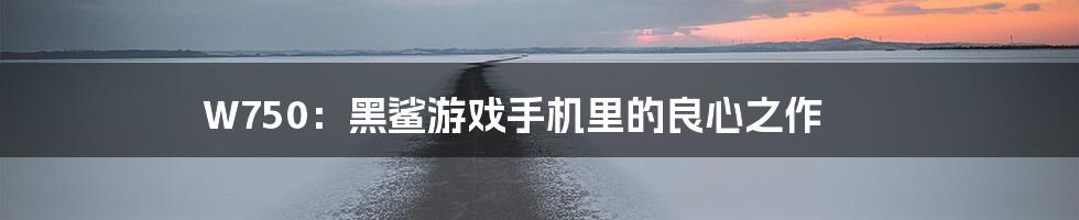 W750：黑鲨游戏手机里的良心之作