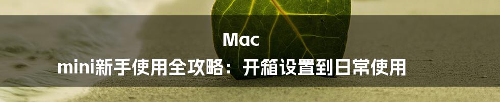 Mac mini新手使用全攻略：开箱设置到日常使用