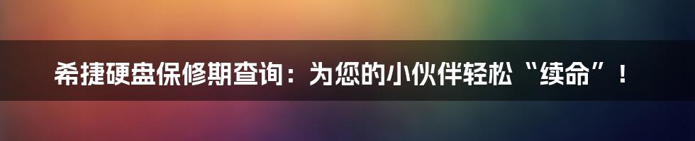 希捷硬盘保修期查询：为您的小伙伴轻松“续命”！