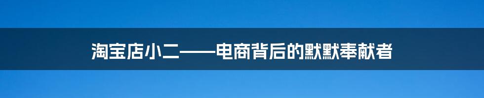 淘宝店小二——电商背后的默默奉献者