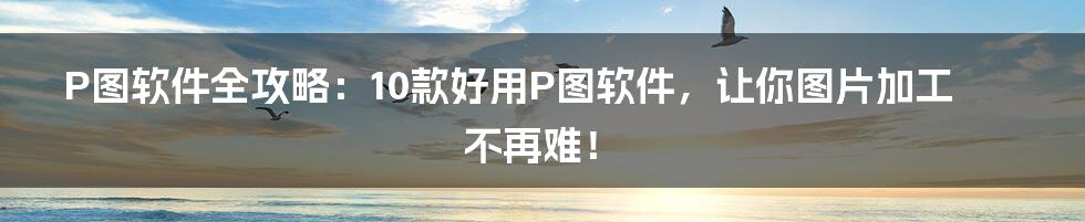 P图软件全攻略：10款好用P图软件，让你图片加工不再难！