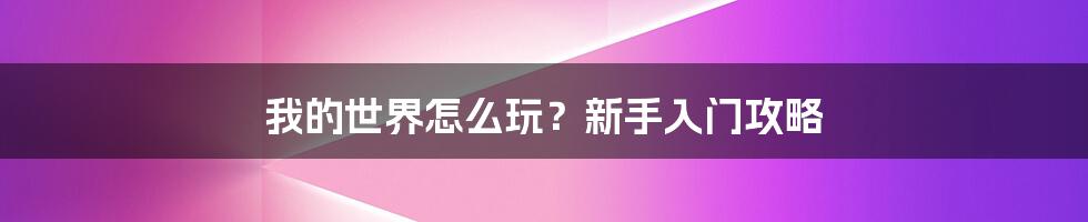 我的世界怎么玩？新手入门攻略