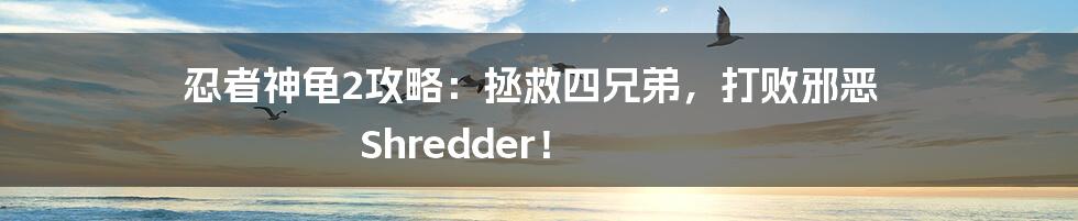 忍者神龟2攻略：拯救四兄弟，打败邪恶 Shredder！