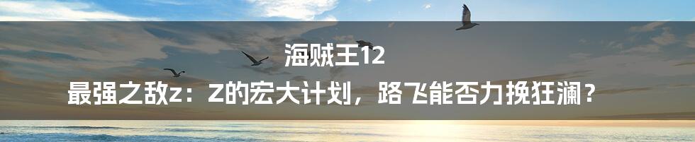 海贼王12 最强之敌z：Z的宏大计划，路飞能否力挽狂澜？