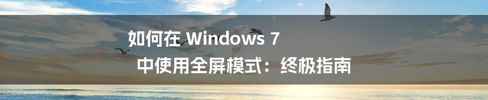 如何在 Windows 7 中使用全屏模式：终极指南