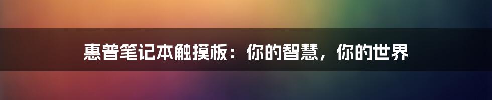 惠普笔记本触摸板：你的智慧，你的世界