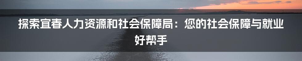 探索宜春人力资源和社会保障局：您的社会保障与就业好帮手