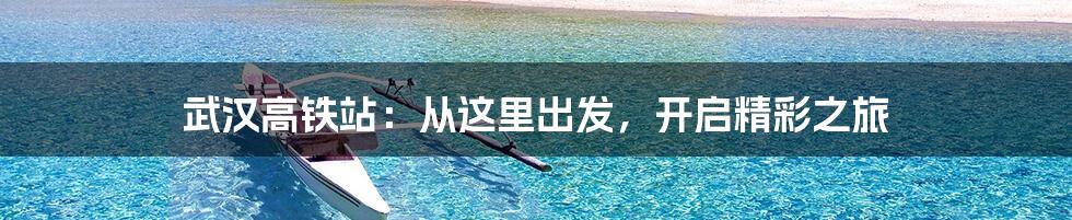 武汉高铁站：从这里出发，开启精彩之旅