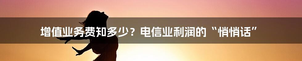 增值业务费知多少？电信业利润的“悄悄话”