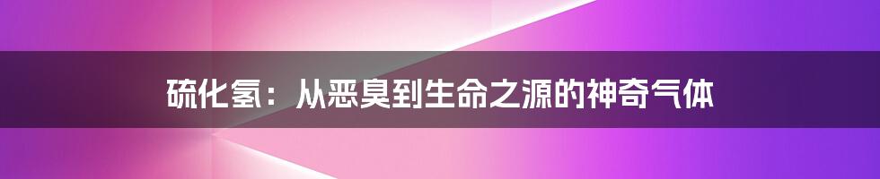 硫化氢：从恶臭到生命之源的神奇气体