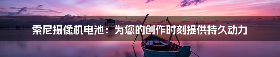 索尼摄像机电池：为您的创作时刻提供持久动力