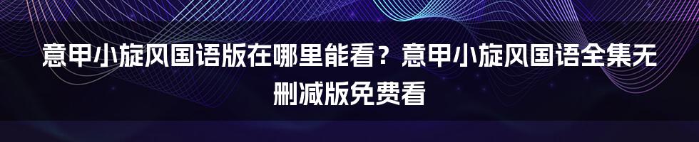 意甲小旋风国语版在哪里能看？意甲小旋风国语全集无删减版免费看