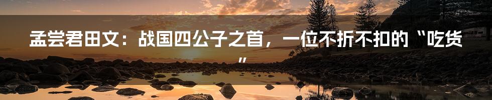 孟尝君田文：战国四公子之首，一位不折不扣的“吃货”