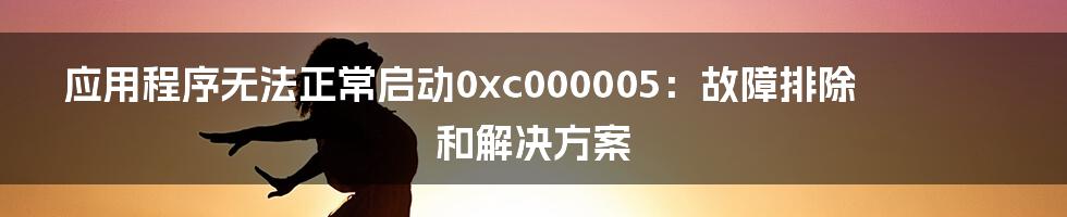 应用程序无法正常启动0xc000005：故障排除和解决方案