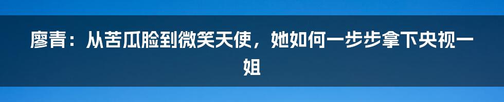 廖青：从苦瓜脸到微笑天使，她如何一步步拿下央视一姐