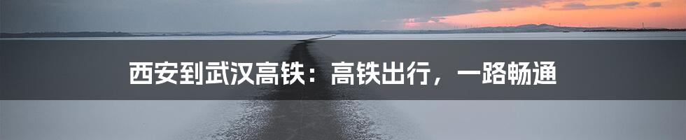 西安到武汉高铁：高铁出行，一路畅通