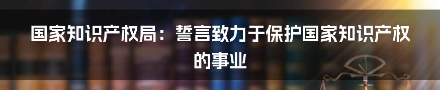 国家知识产权局：誓言致力于保护国家知识产权的事业