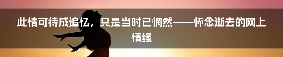 此情可待成追忆，只是当时已惘然——怀念逝去的网上情缘