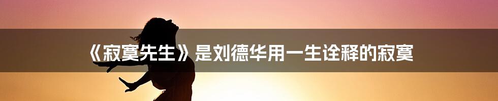 《寂寞先生》是刘德华用一生诠释的寂寞