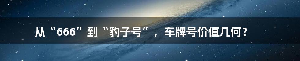 从“666”到“豹子号”，车牌号价值几何？