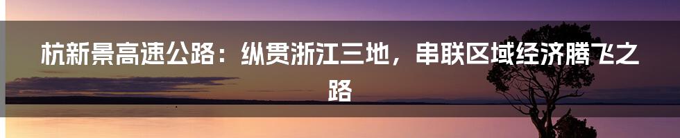 杭新景高速公路：纵贯浙江三地，串联区域经济腾飞之路