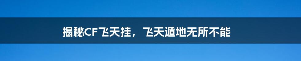 揭秘CF飞天挂，飞天遁地无所不能