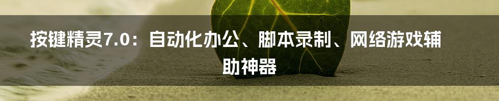 按键精灵7.0：自动化办公、脚本录制、网络游戏辅助神器