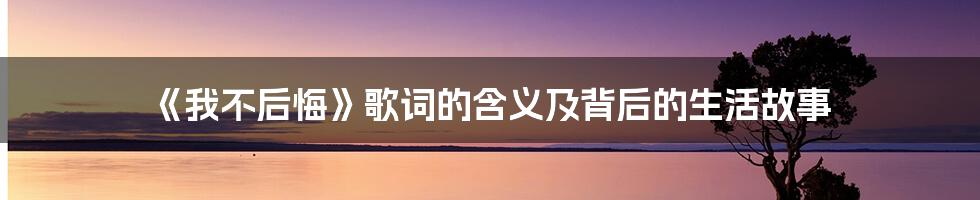 《我不后悔》歌词的含义及背后的生活故事