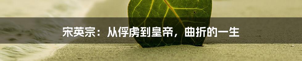 宋英宗：从俘虏到皇帝，曲折的一生