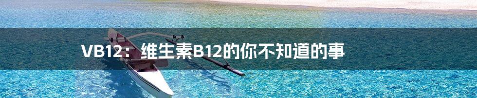 VB12：维生素B12的你不知道的事