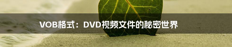 VOB格式：DVD视频文件的秘密世界