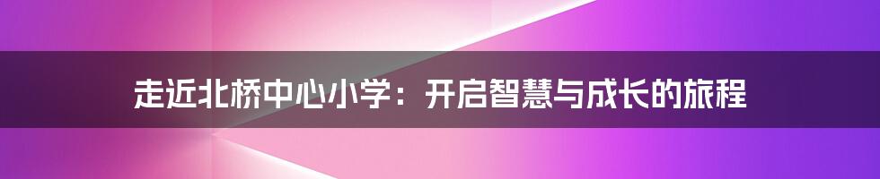 走近北桥中心小学：开启智慧与成长的旅程