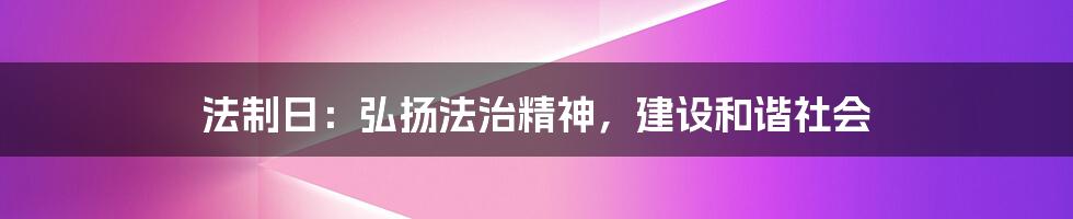 法制日：弘扬法治精神，建设和谐社会