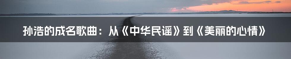 孙浩的成名歌曲：从《中华民谣》到《美丽的心情》