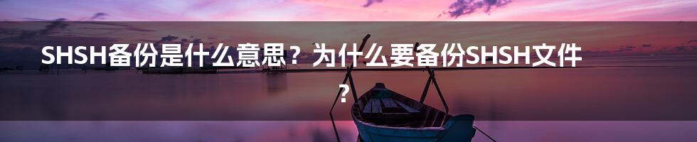 SHSH备份是什么意思？为什么要备份SHSH文件？