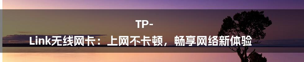 TP-Link无线网卡：上网不卡顿，畅享网络新体验