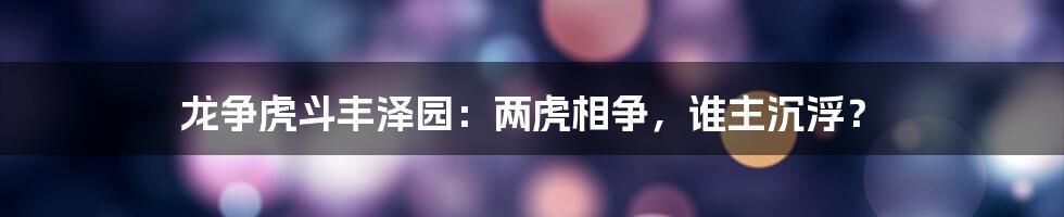 龙争虎斗丰泽园：两虎相争，谁主沉浮？