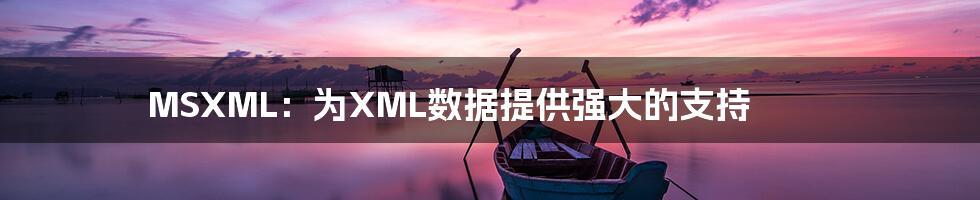 MSXML：为XML数据提供强大的支持