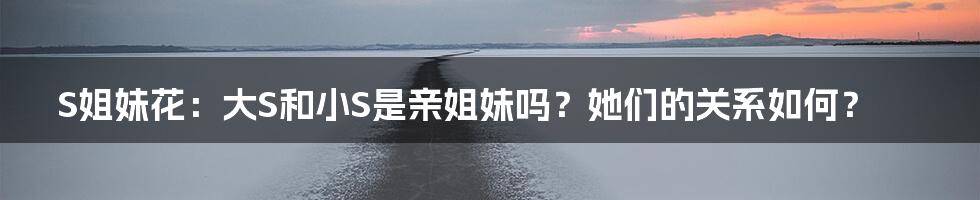 S姐妹花：大S和小S是亲姐妹吗？她们的关系如何？