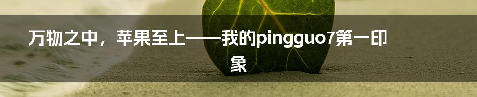 万物之中，苹果至上——我的pingguo7第一印象